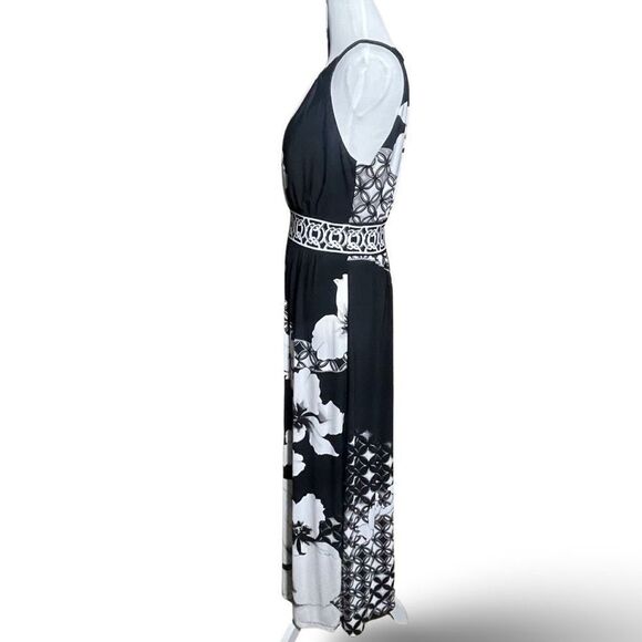 WHITE HOUSE BLACK MARKET Floral Goddess Vibes Maxi Dress BLK & WHT, Size S - Picture 5 of 9
